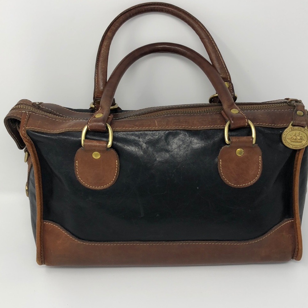 Brahmin Vintage Smooth Leather Satchel Bag Black